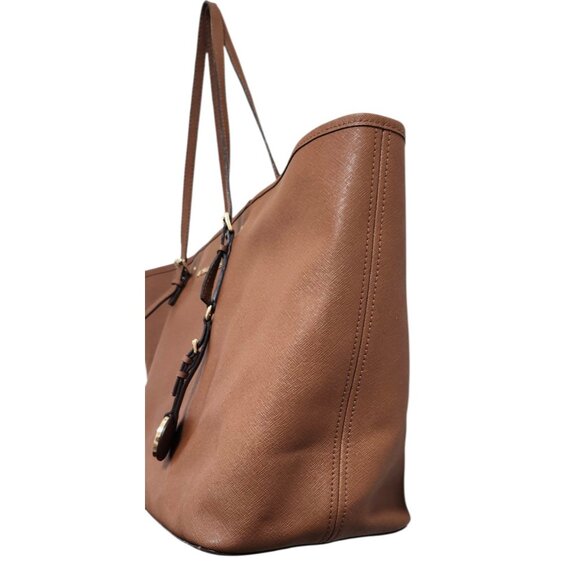 MICHAEL KORS Saffiano  Leather Brown Jet Set Travel Tote - Picture 6 of 16